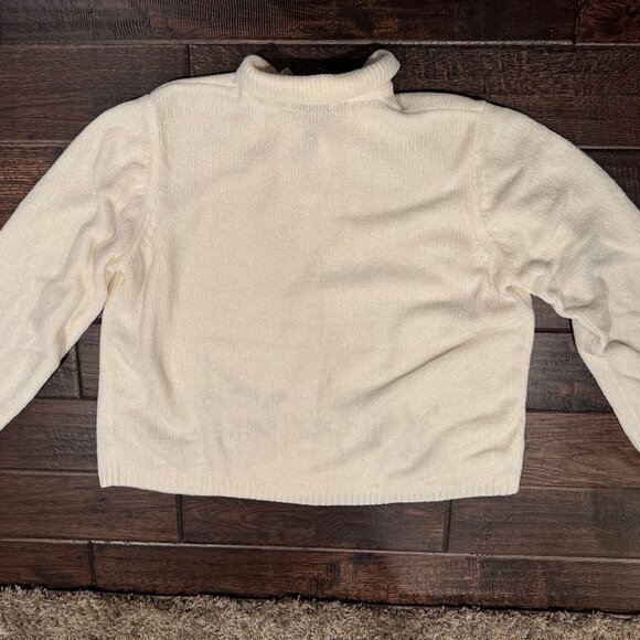 Alfred Dunner Women's Cream Embroidered Sweater Size XL Grandmacore Chenille - Picture 3 of 7